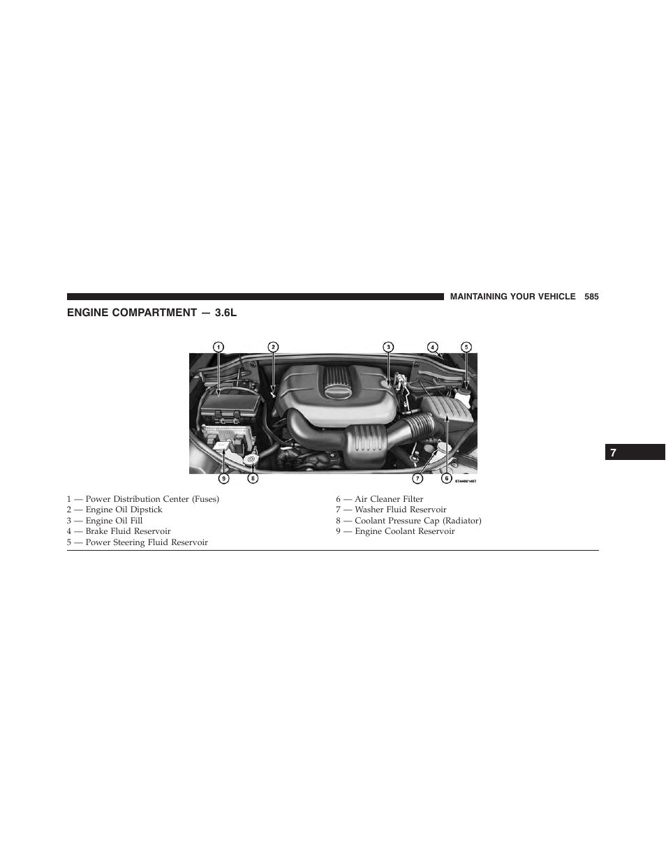 Engine compartment — 3.6l | Dodge 2015 Durango - Owner Manual User Manual | Page 587 / 689