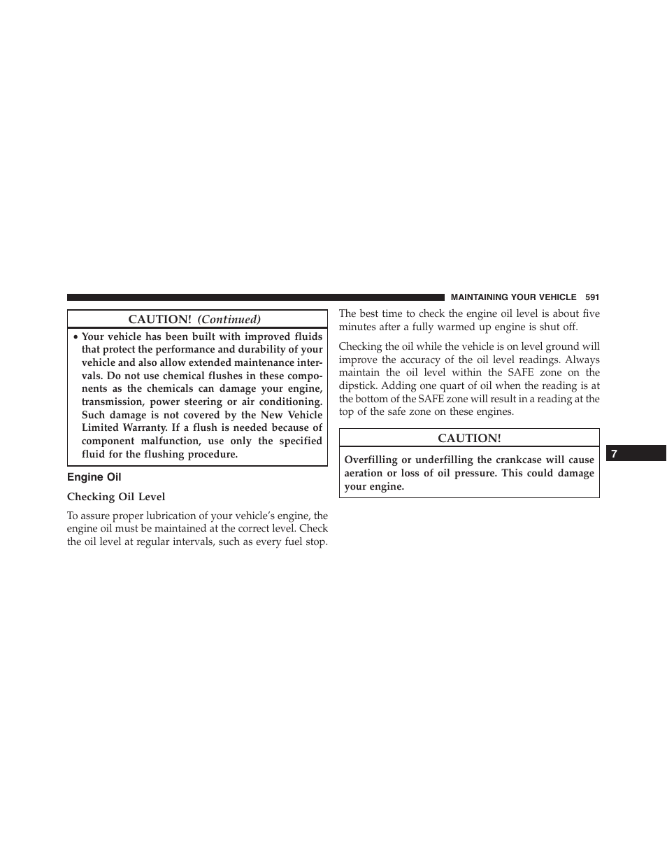 Engine oil, Checking oil level | Dodge 2015 Durango - Owner Manual User Manual | Page 593 / 689