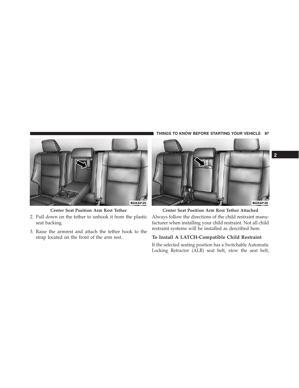 To install a latch-compatible child restraint | Dodge 2015 Durango - Owner Manual User Manual | Page 99 / 689