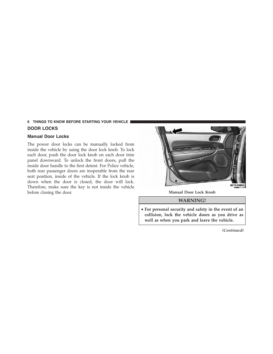 Door locks, Manual door locks | Dodge 2015 Durango - Supplement User Manual | Page 8 / 36