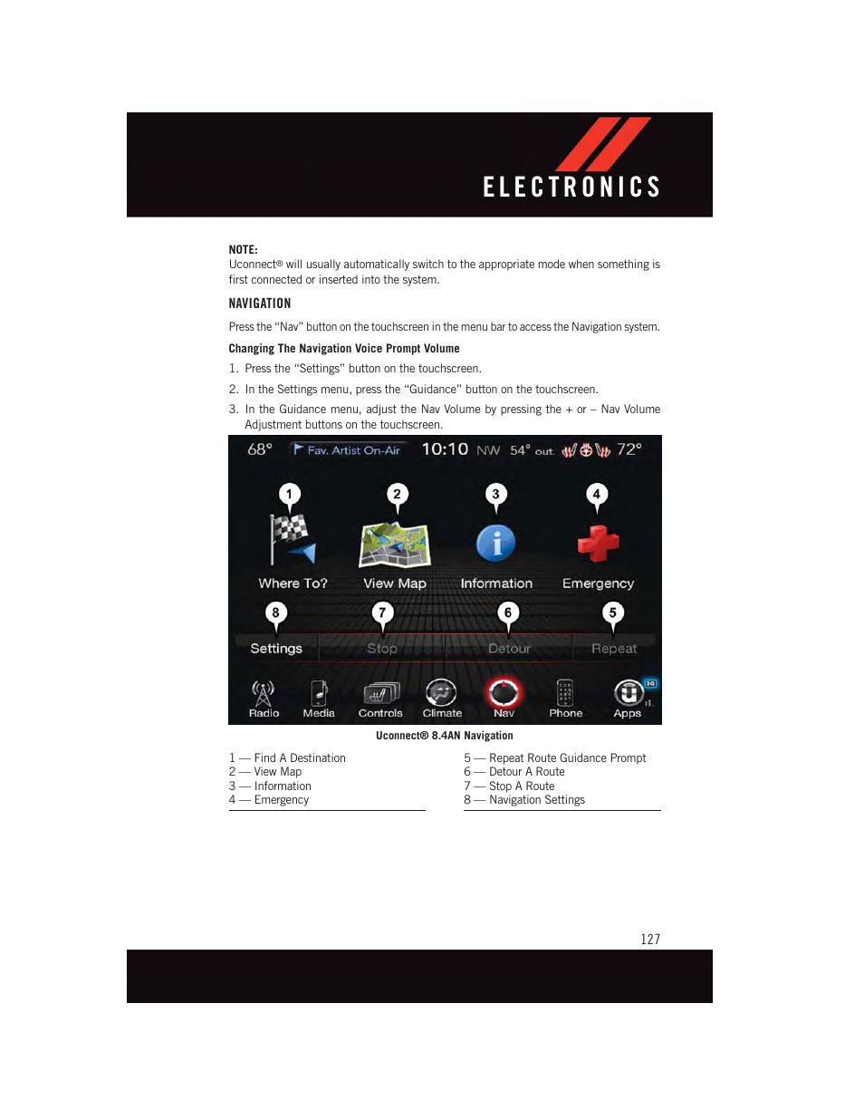 Navigation | Dodge 2015 Durango - User Guide User Manual | Page 129 / 228