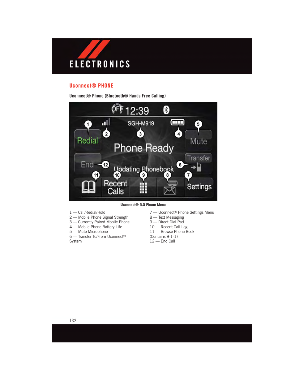 Uconnect® phone, Uconnect® phone (bluetooth® hands free calling), Uconnect | Phone | Dodge 2015 Durango - User Guide User Manual | Page 134 / 228