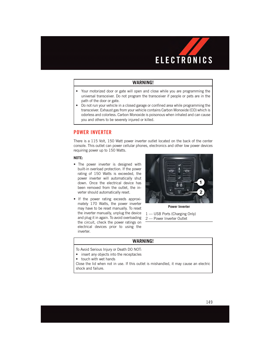 Power inverter | Dodge 2015 Durango - User Guide User Manual | Page 151 / 228