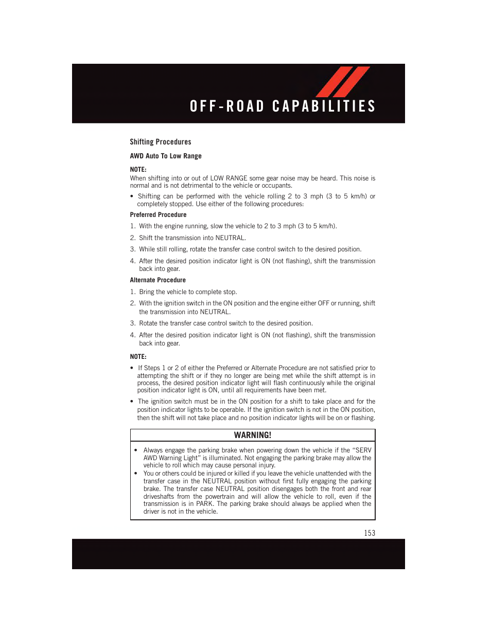Shifting procedures | Dodge 2015 Durango - User Guide User Manual | Page 155 / 228