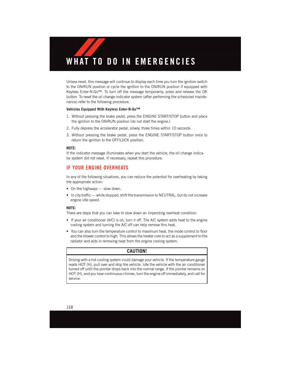 If your engine overheats | Dodge 2015 Durango - User Guide User Manual | Page 170 / 228
