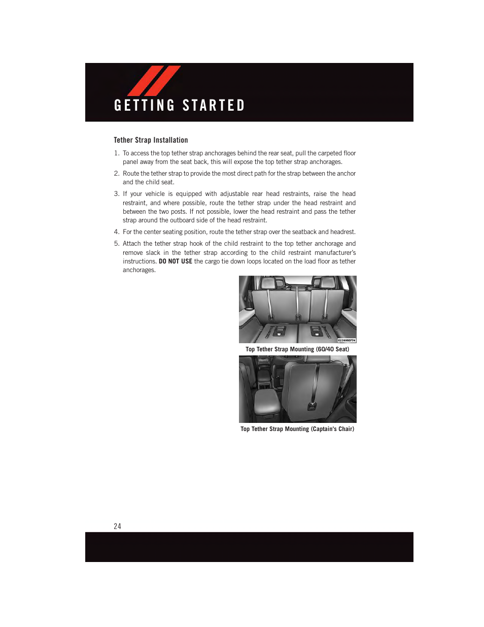 Tether strap installation | Dodge 2015 Durango - User Guide User Manual | Page 26 / 228