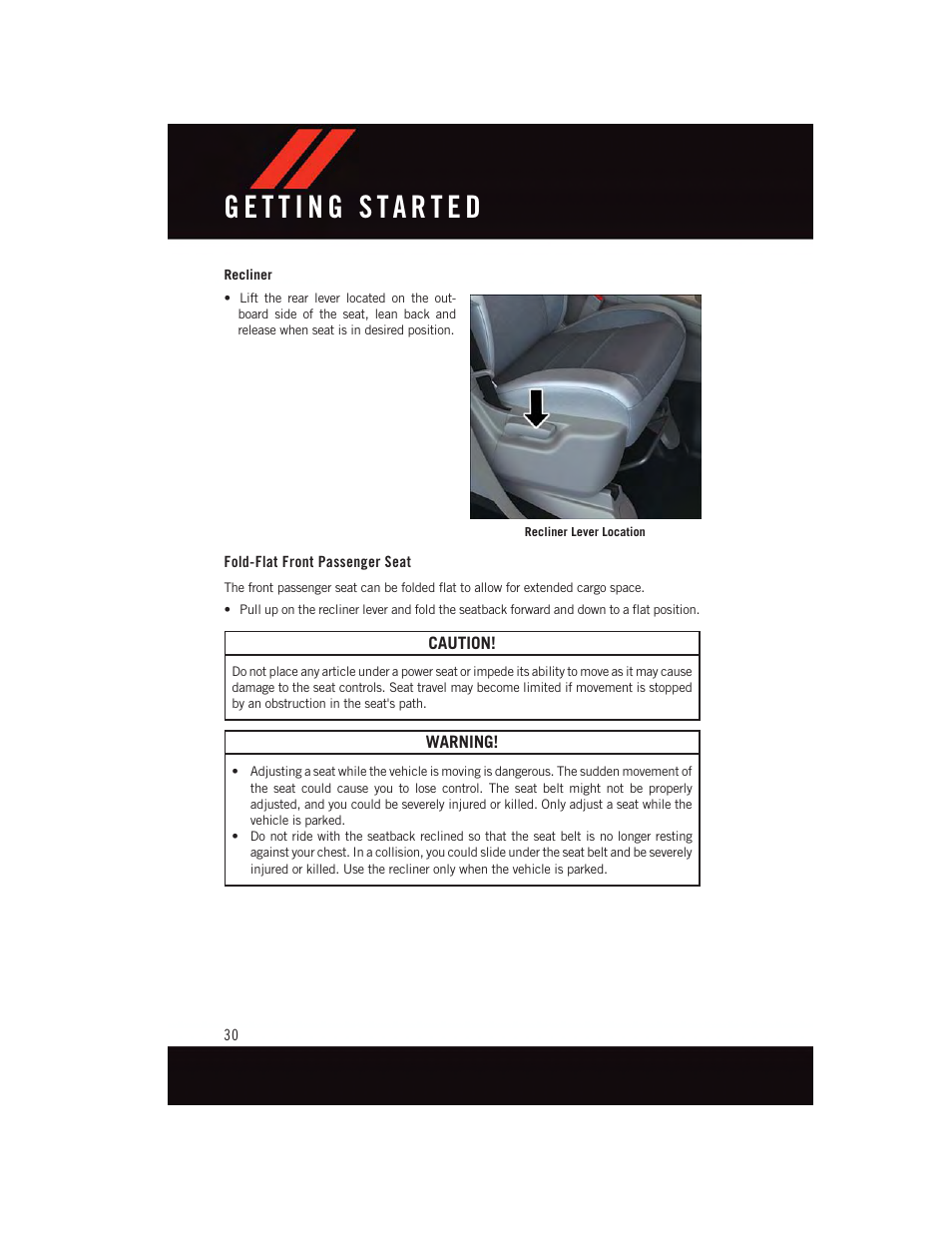 Fold-flat front passenger seat | Dodge 2015 Durango - User Guide User Manual | Page 32 / 228