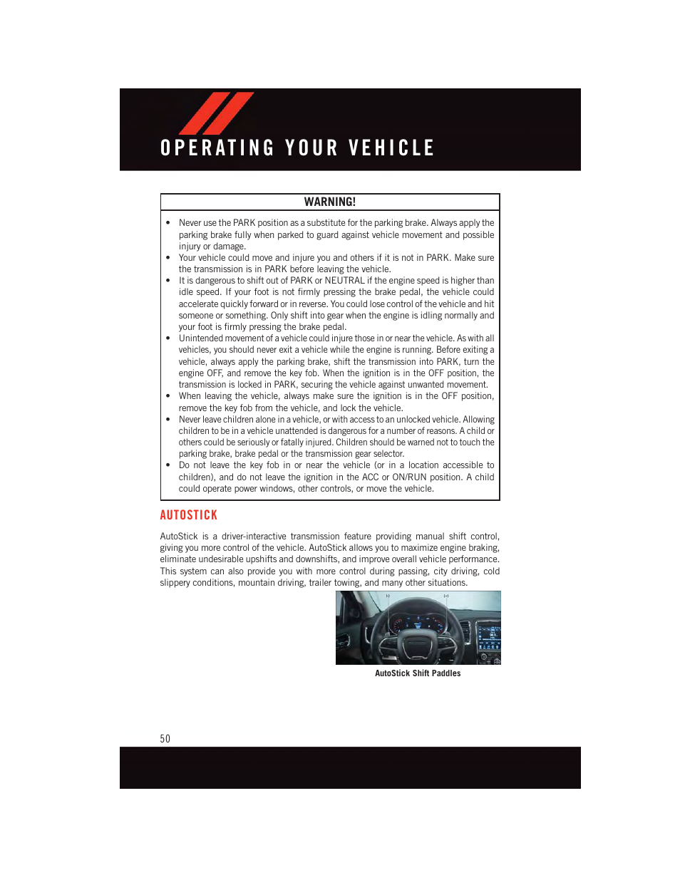 Autostick | Dodge 2015 Durango - User Guide User Manual | Page 52 / 228