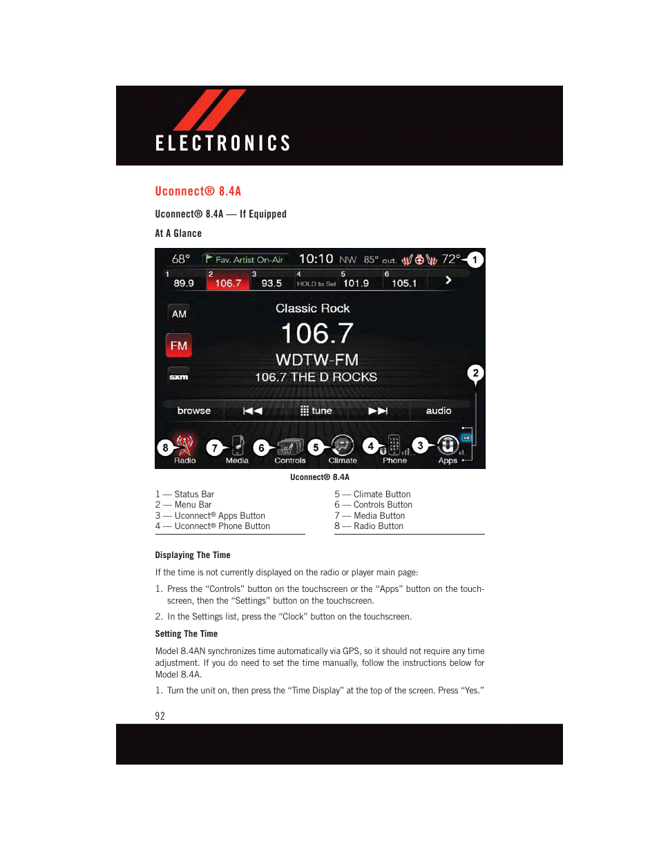 Uconnect® 8.4a, Uconnect® 8.4a — if equipped, At a glance | Uconnect | Dodge 2015 Durango - User Guide User Manual | Page 94 / 228