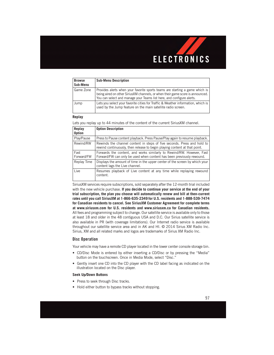 Disc operation | Dodge 2015 Durango - User Guide User Manual | Page 99 / 228