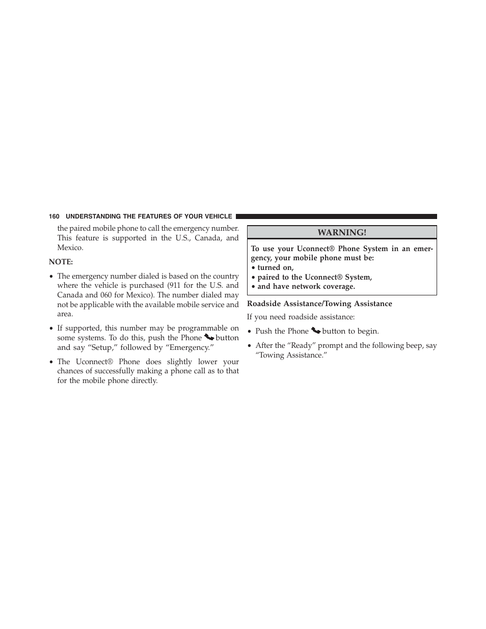 Roadside assistance/towing assistance | Dodge 2015 Grand_Caravan - Owner Manual User Manual | Page 162 / 703