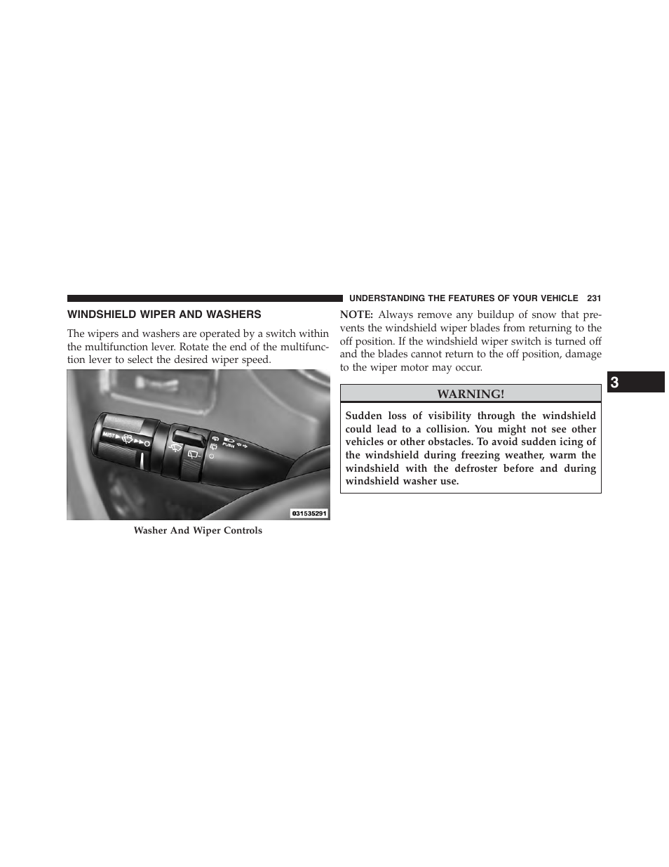 Windshield wiper and washers | Dodge 2015 Grand_Caravan - Owner Manual User Manual | Page 233 / 703