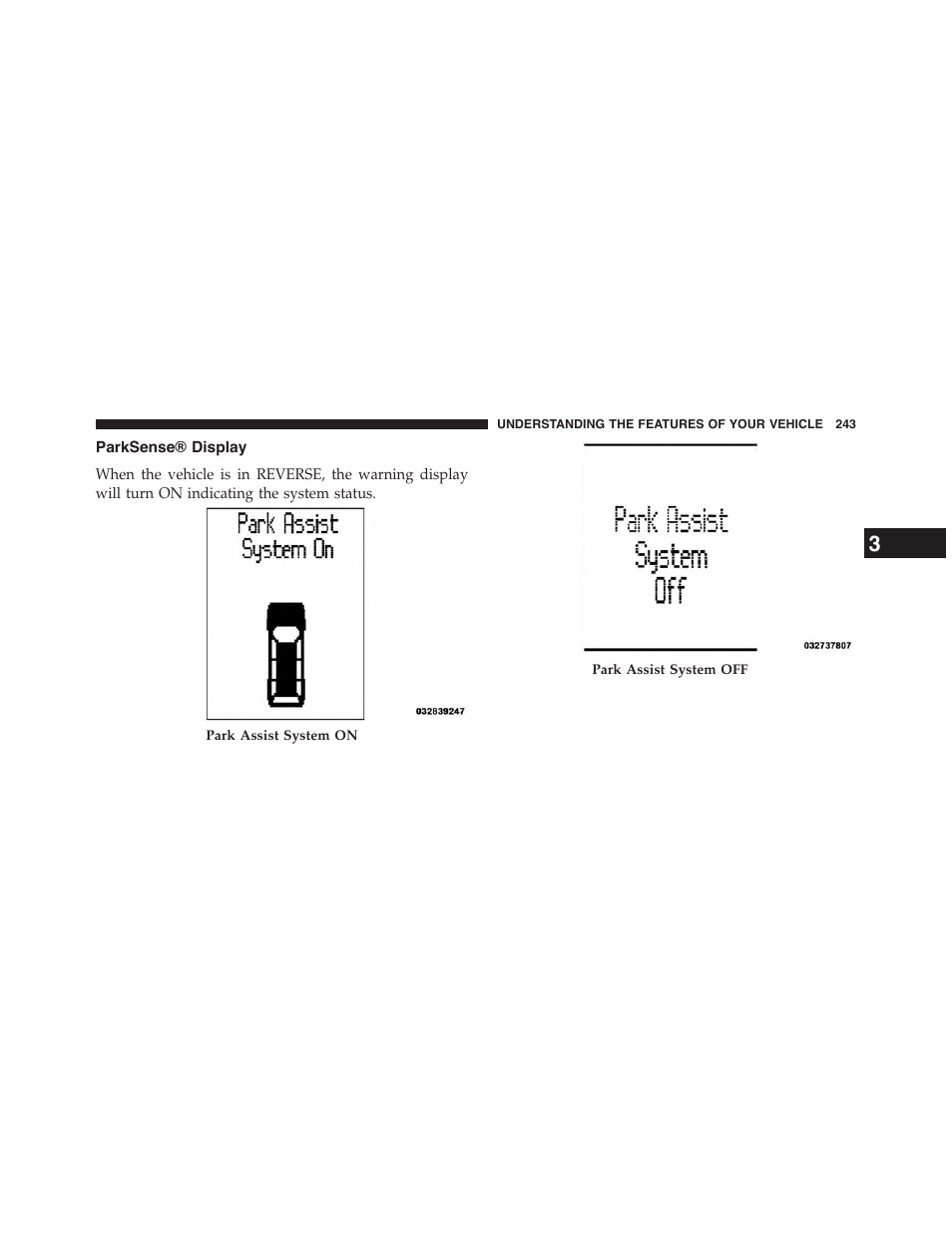 Parksense® display | Dodge 2015 Grand_Caravan - Owner Manual User Manual | Page 245 / 703