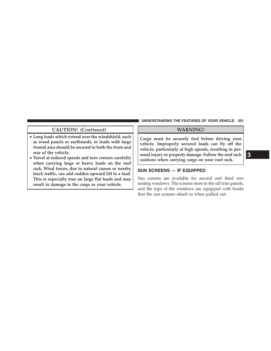 Sun screens — if equipped | Dodge 2015 Grand_Caravan - Owner Manual User Manual | Page 303 / 703