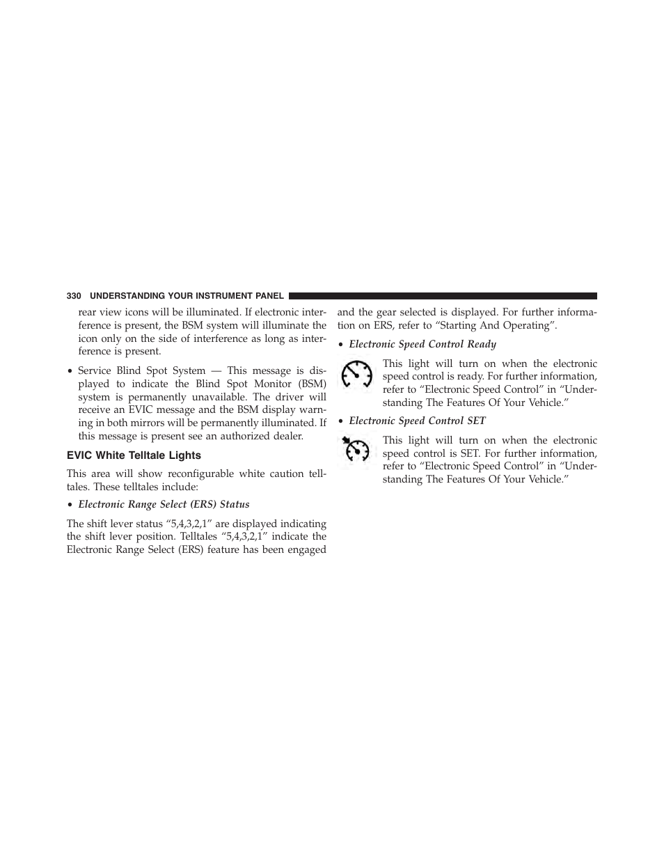 Evic white telltale lights | Dodge 2015 Grand_Caravan - Owner Manual User Manual | Page 332 / 703