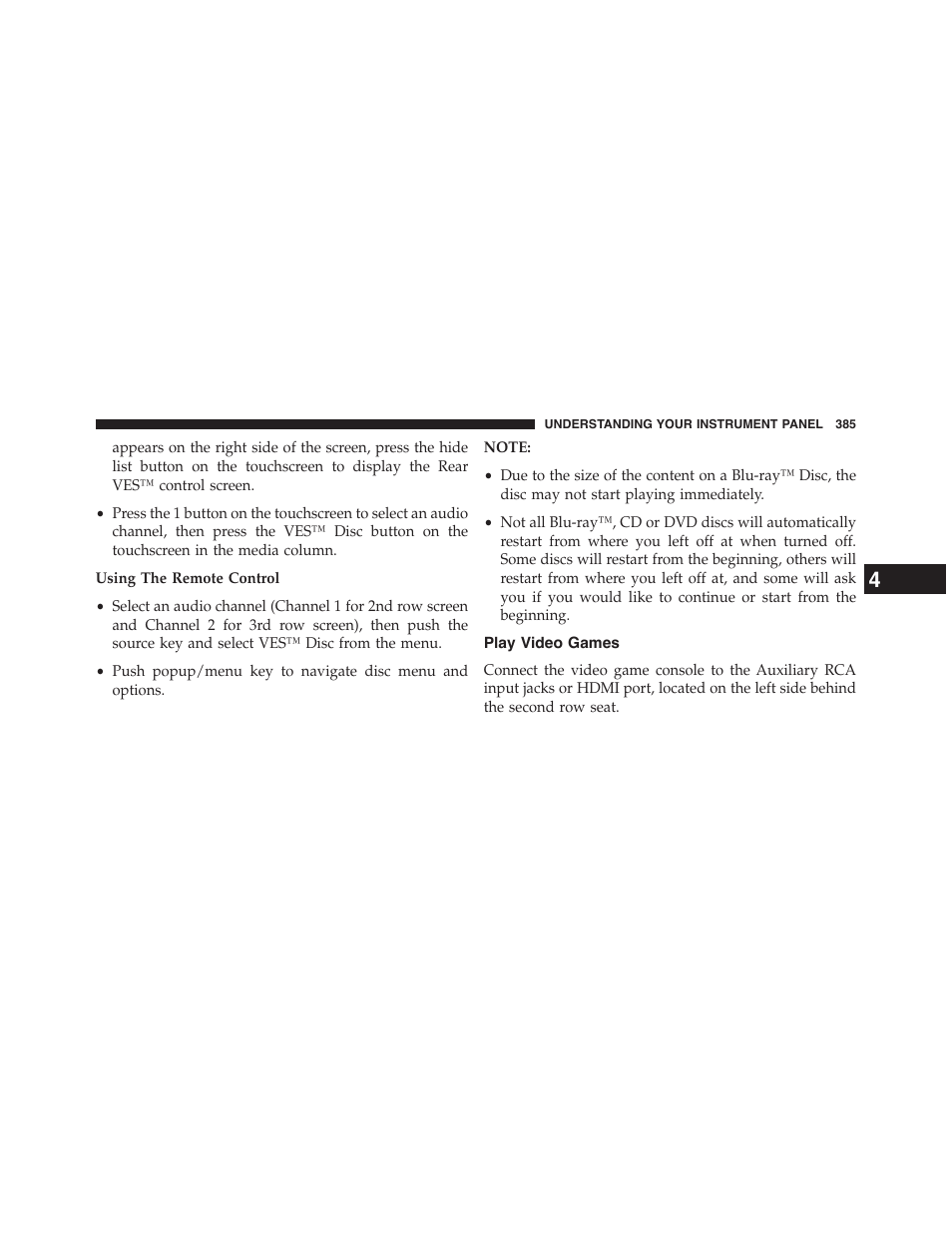 Play video games | Dodge 2015 Grand_Caravan - Owner Manual User Manual | Page 387 / 703