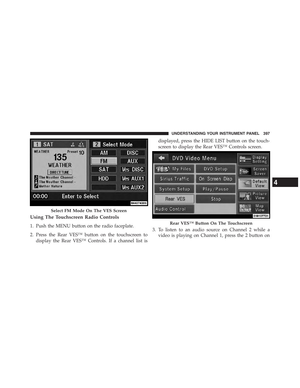 Using the touchscreen radio controls | Dodge 2015 Grand_Caravan - Owner Manual User Manual | Page 399 / 703