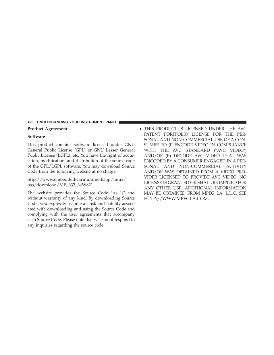 Product agreement | Dodge 2015 Grand_Caravan - Owner Manual User Manual | Page 428 / 703