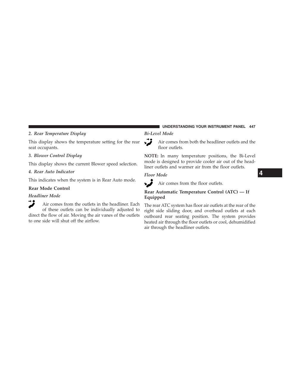 Rear mode control | Dodge 2015 Grand_Caravan - Owner Manual User Manual | Page 449 / 703