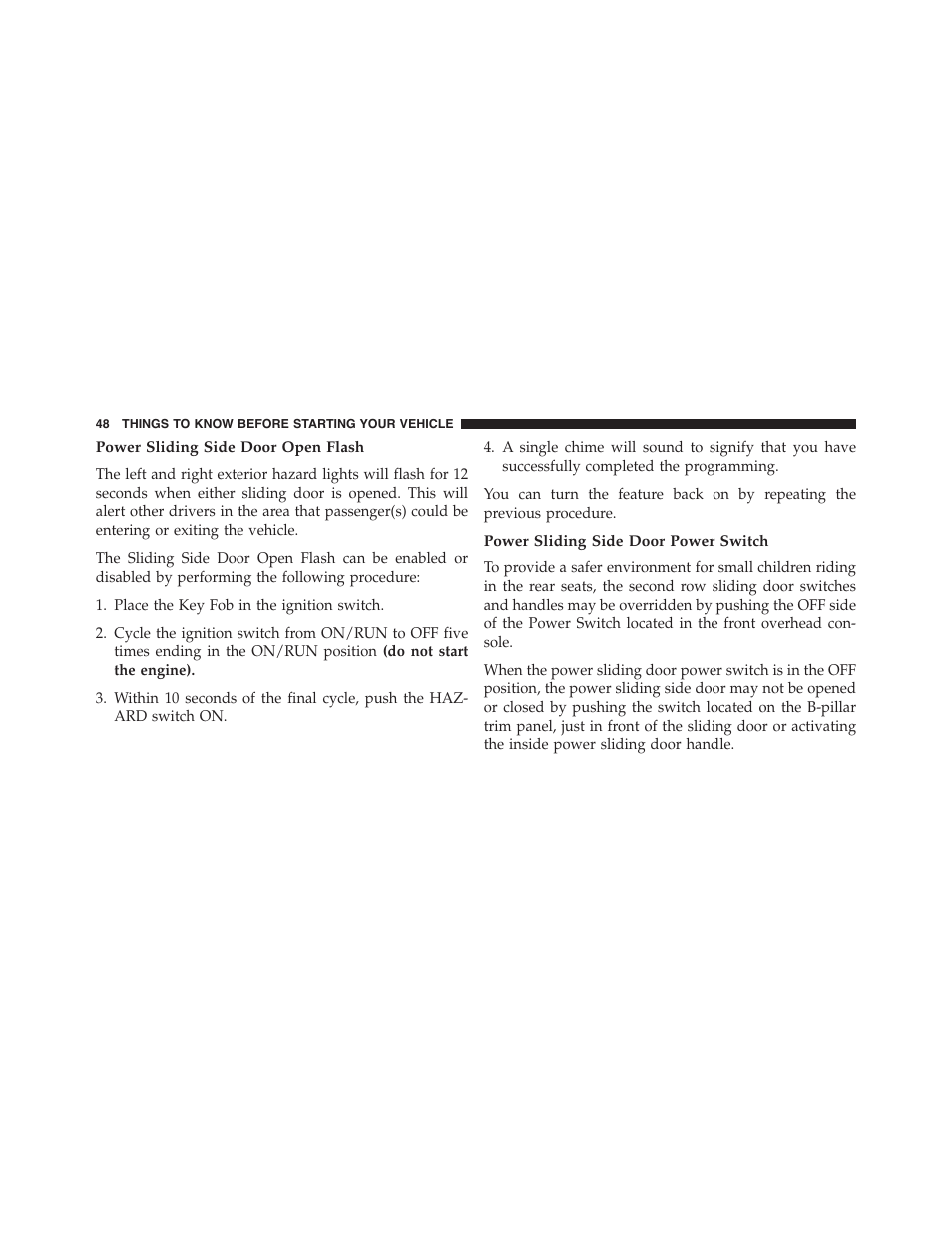 Power sliding side door open flash, Power sliding side door power switch | Dodge 2015 Grand_Caravan - Owner Manual User Manual | Page 50 / 703