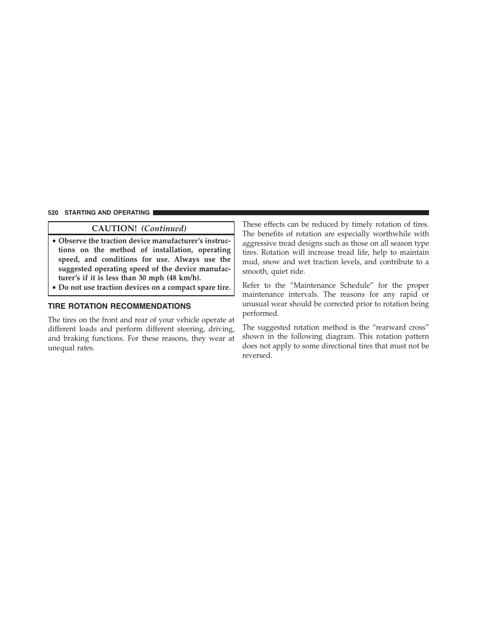 Tire rotation recommendations | Dodge 2015 Grand_Caravan - Owner Manual User Manual | Page 522 / 703