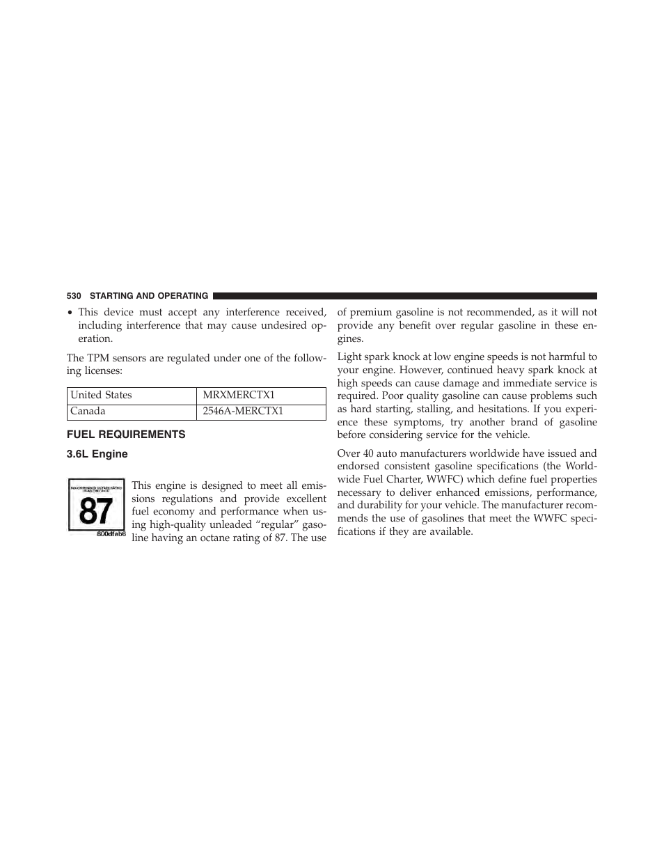 Fuel requirements, 6l engine | Dodge 2015 Grand_Caravan - Owner Manual User Manual | Page 532 / 703