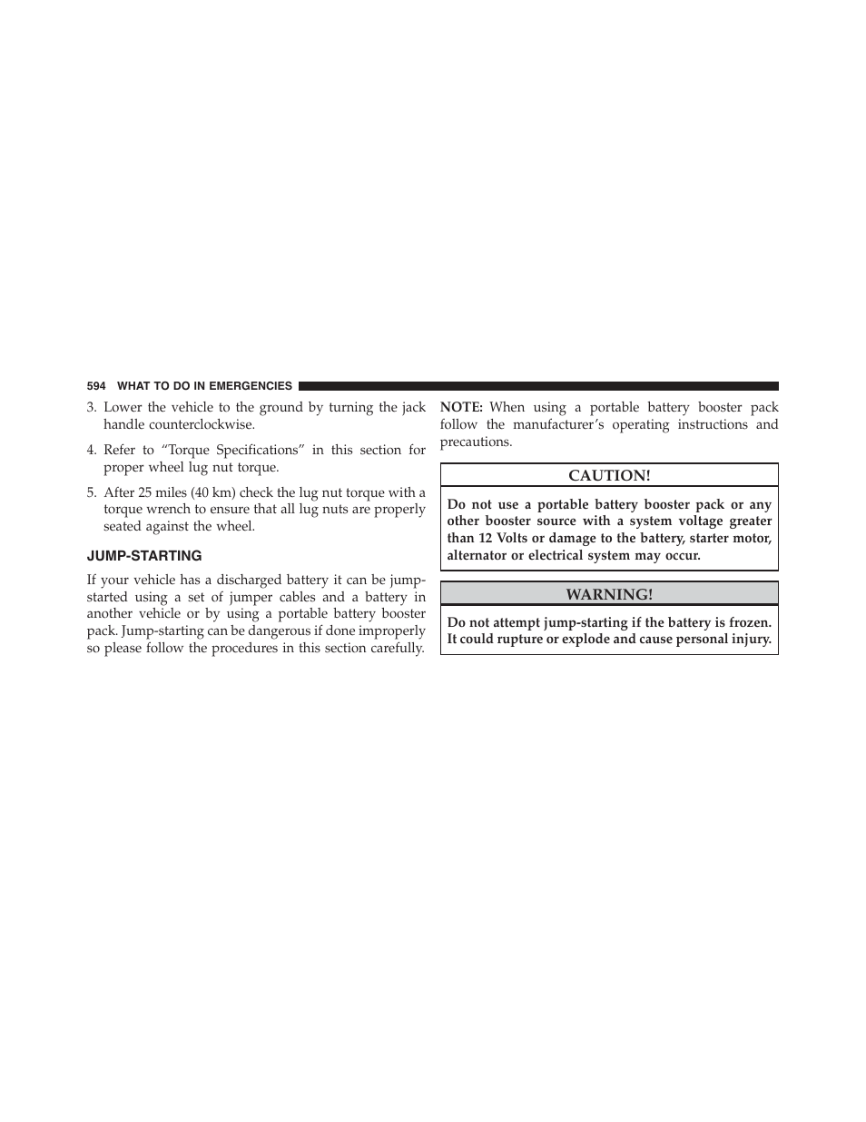 Jump-starting | Dodge 2015 Grand_Caravan - Owner Manual User Manual | Page 596 / 703