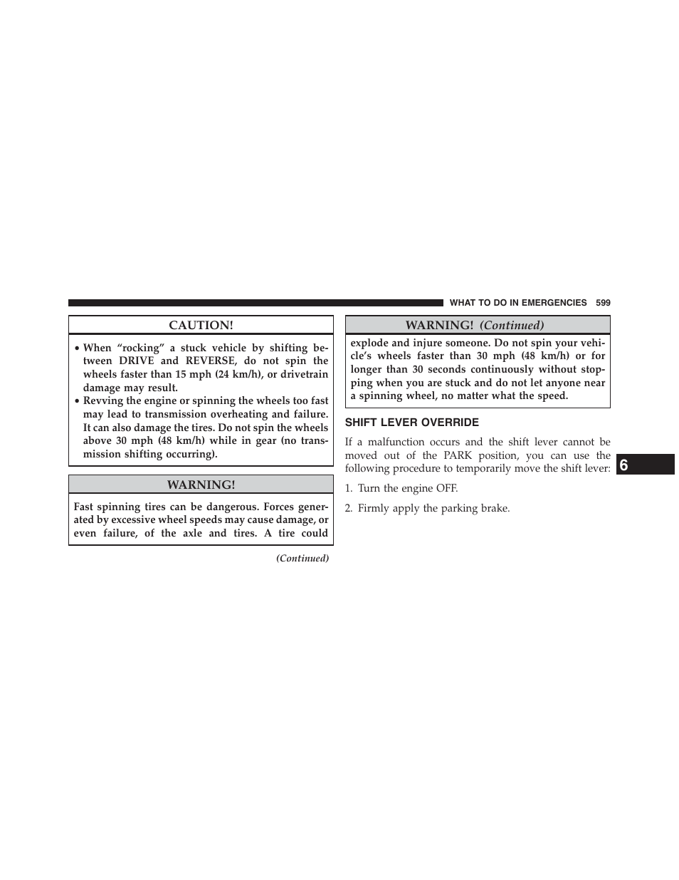 Shift lever override | Dodge 2015 Grand_Caravan - Owner Manual User Manual | Page 601 / 703