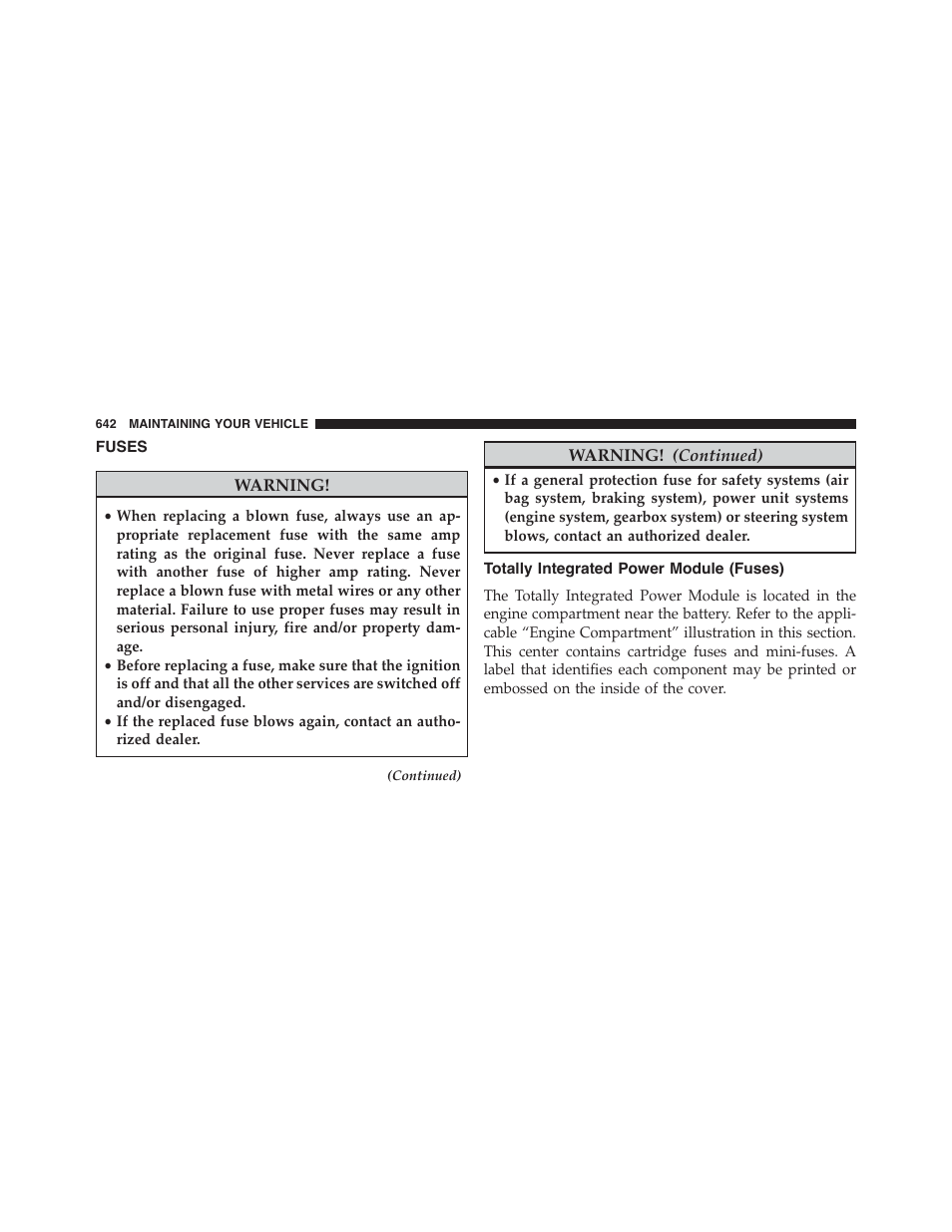 Fuses, Totally integrated power module (fuses) | Dodge 2015 Grand_Caravan - Owner Manual User Manual | Page 644 / 703