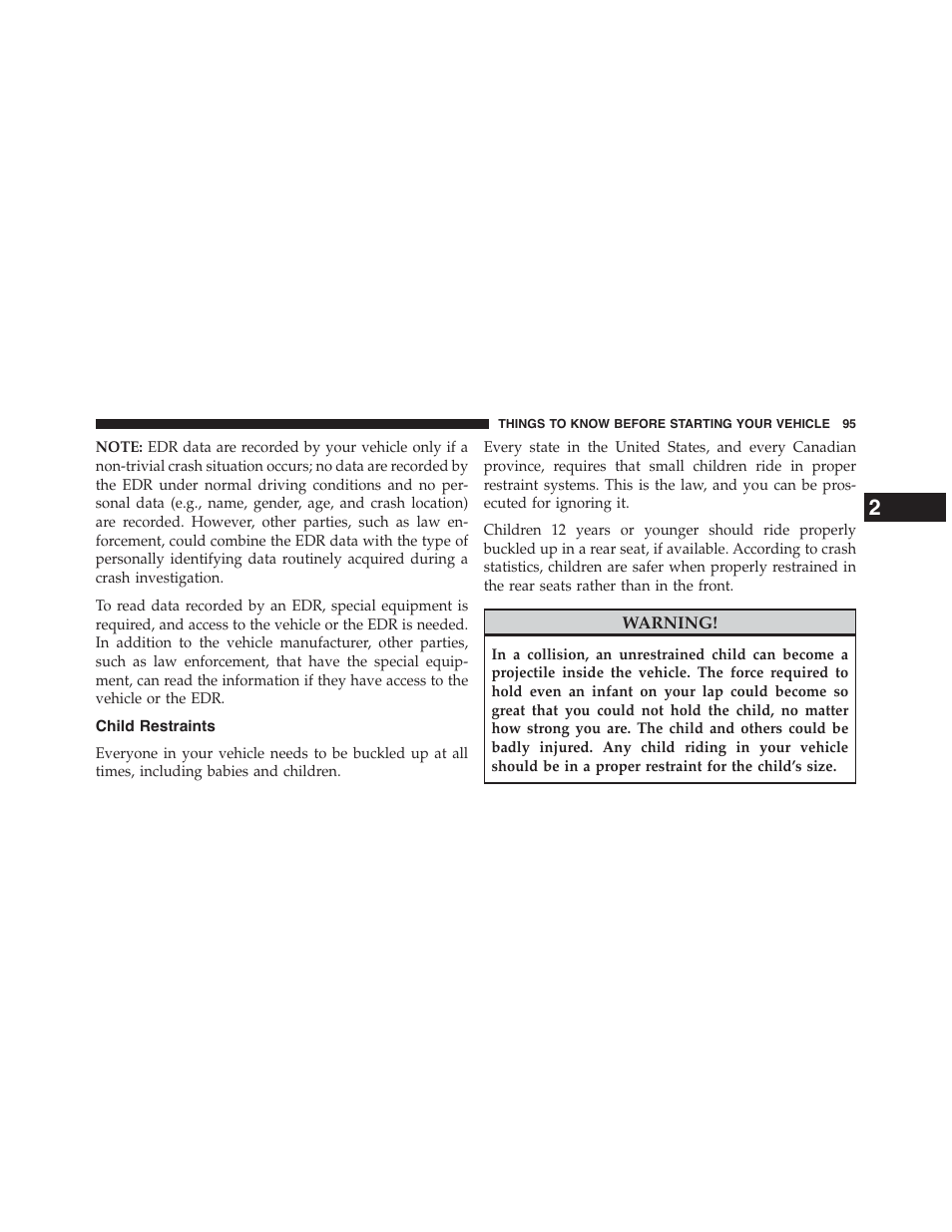 Child restraints | Dodge 2015 Grand_Caravan - Owner Manual User Manual | Page 97 / 703