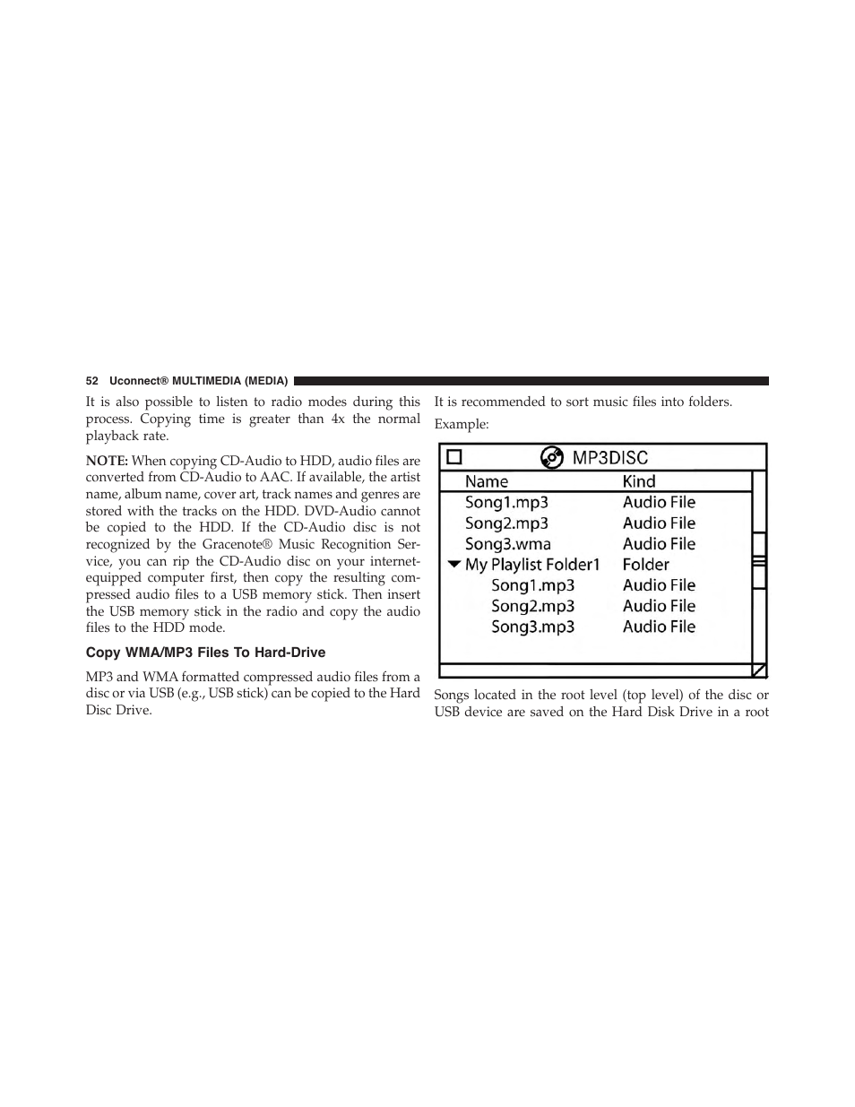 Copy wma/mp3 files to hard-drive | Dodge 2015 Grand_Caravan - Uconnect 430/430N Manual User Manual | Page 53 / 146