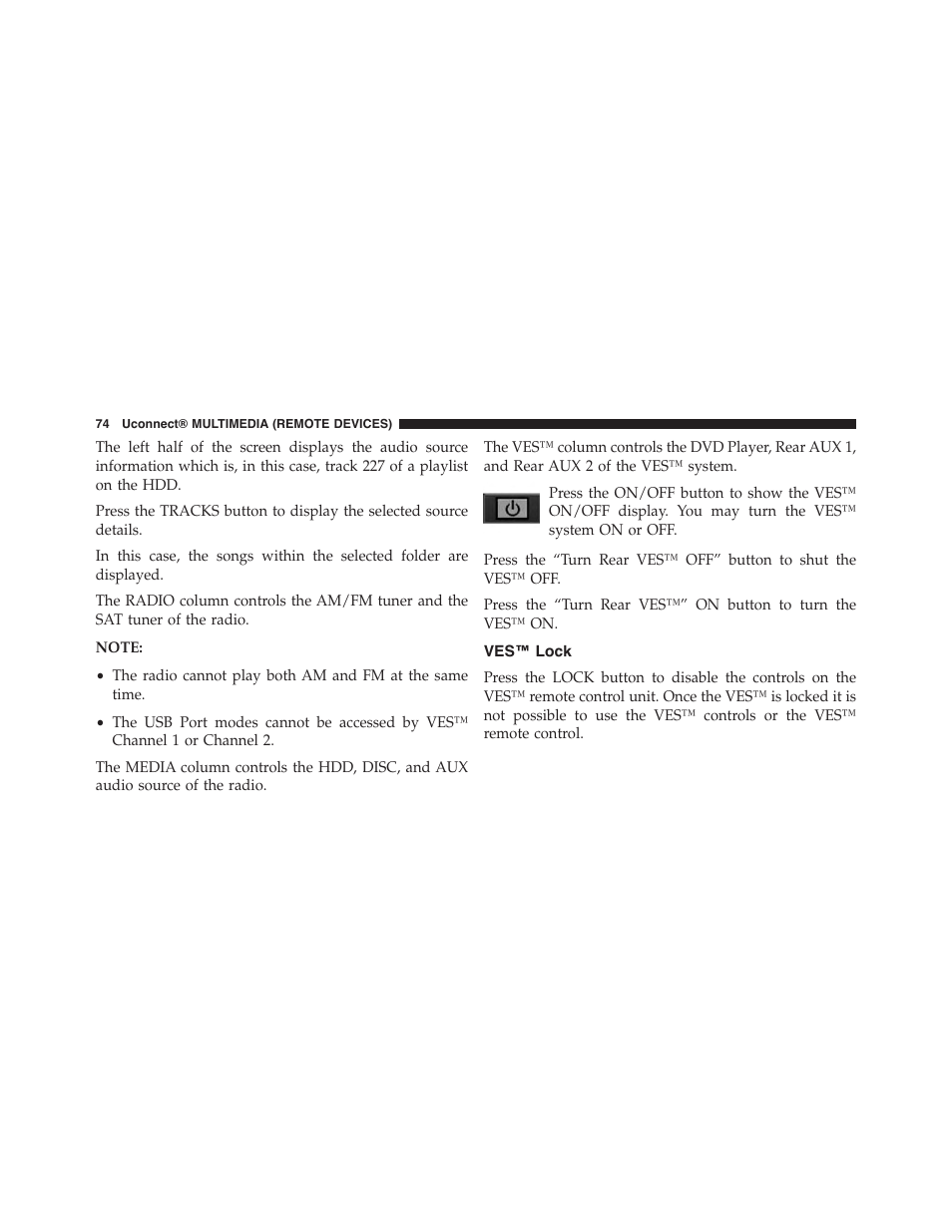 Ves™ lock | Dodge 2015 Grand_Caravan - Uconnect 430/430N Manual User Manual | Page 75 / 146