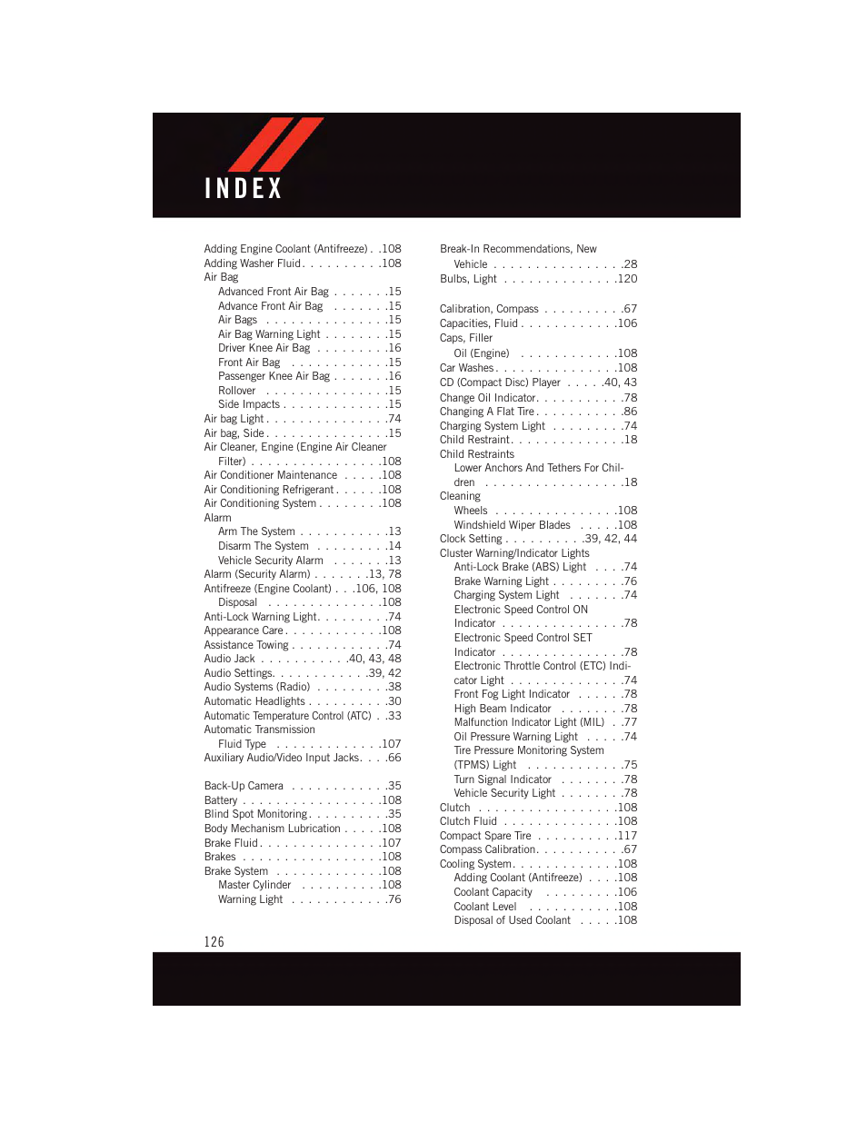 Index | Dodge 2015 Grand_Caravan - User Guide User Manual | Page 128 / 140