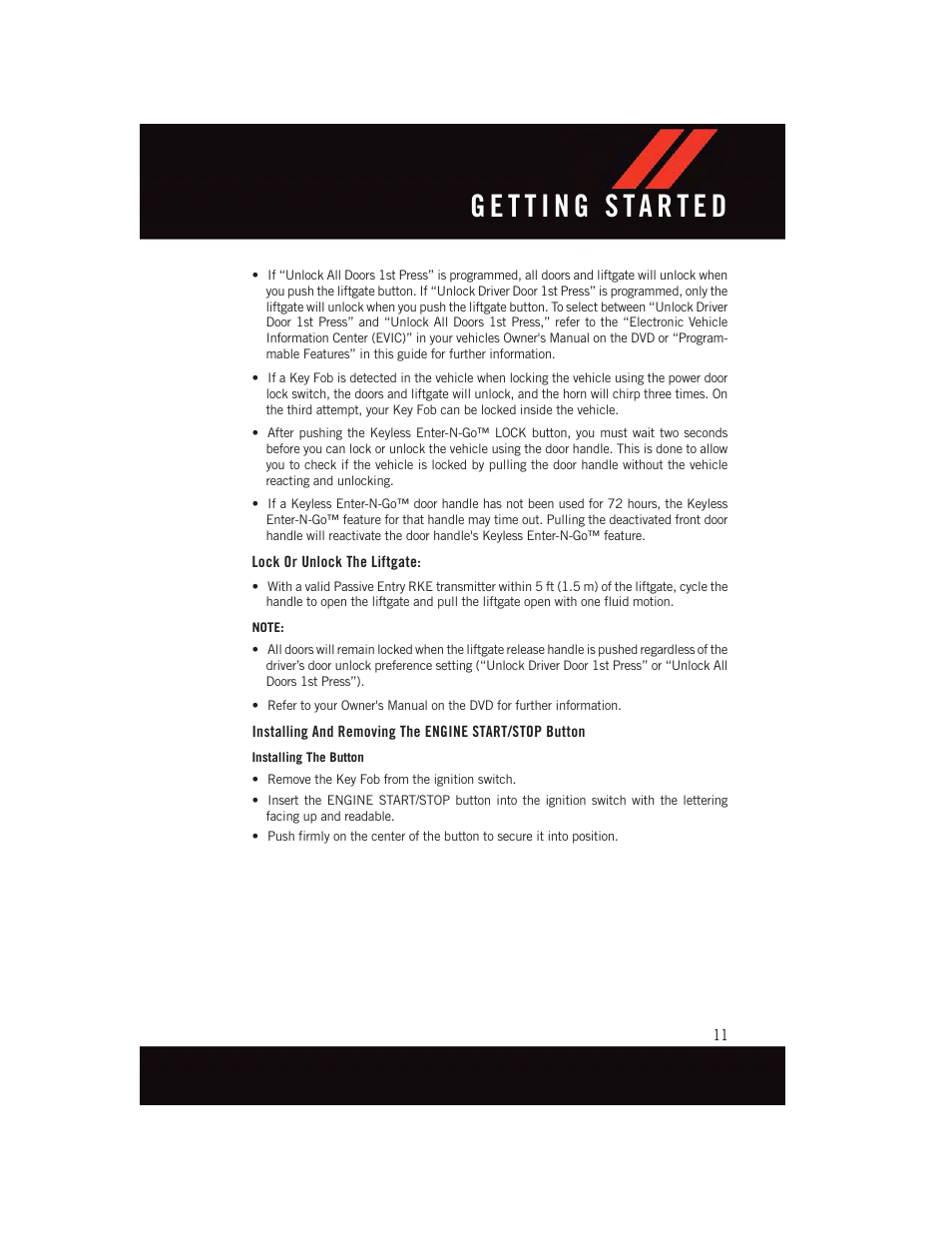 Lock or unlock the liftgate | Dodge 2015 Grand_Caravan - User Guide User Manual | Page 13 / 140