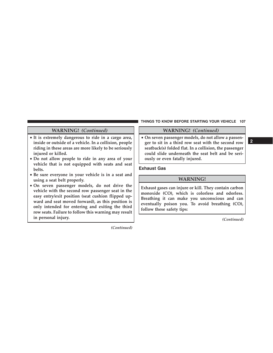 Exhaust gas | Dodge 2015 Journey - Owner Manual User Manual | Page 109 / 657