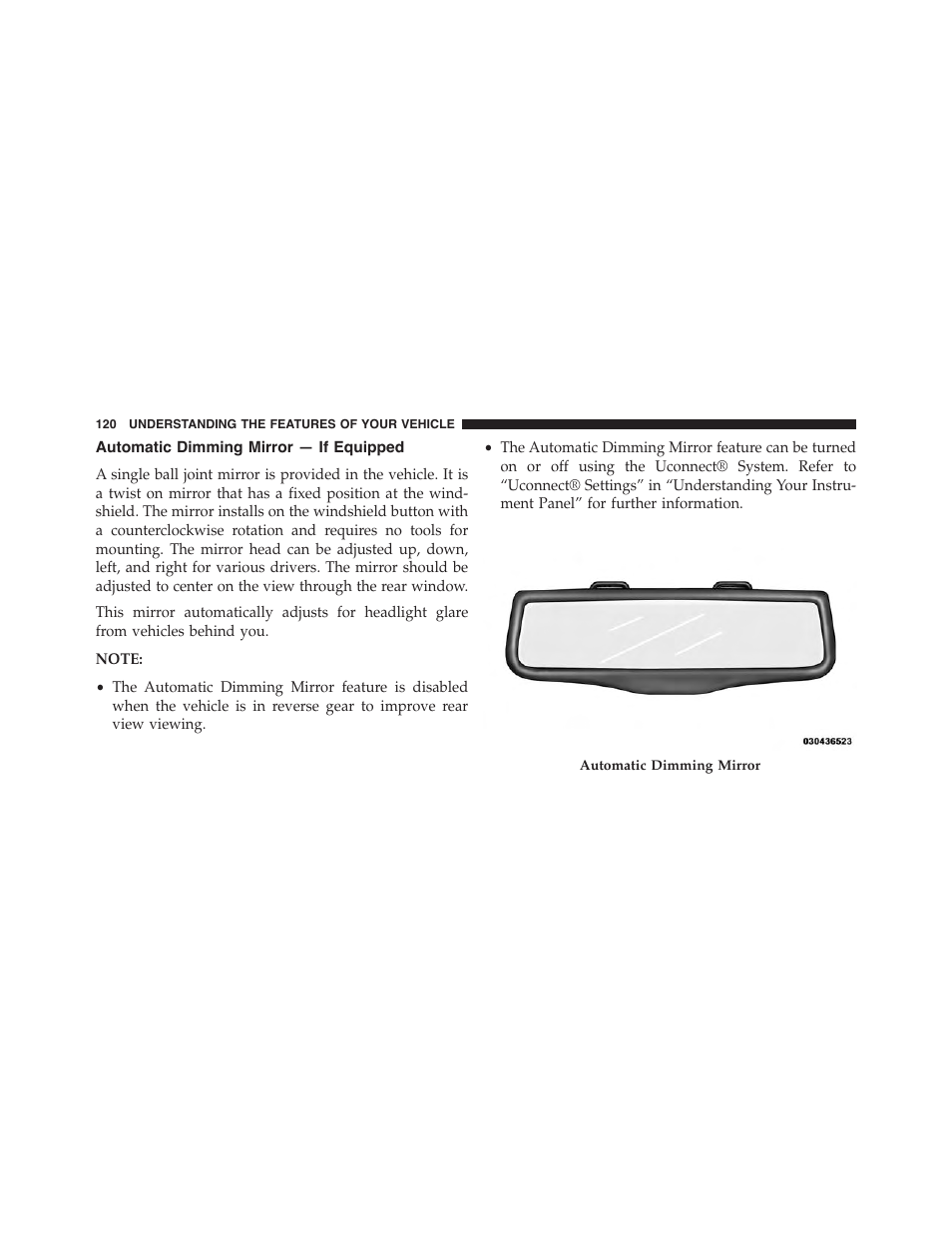Automatic dimming mirror — if equipped | Dodge 2015 Journey - Owner Manual User Manual | Page 122 / 657