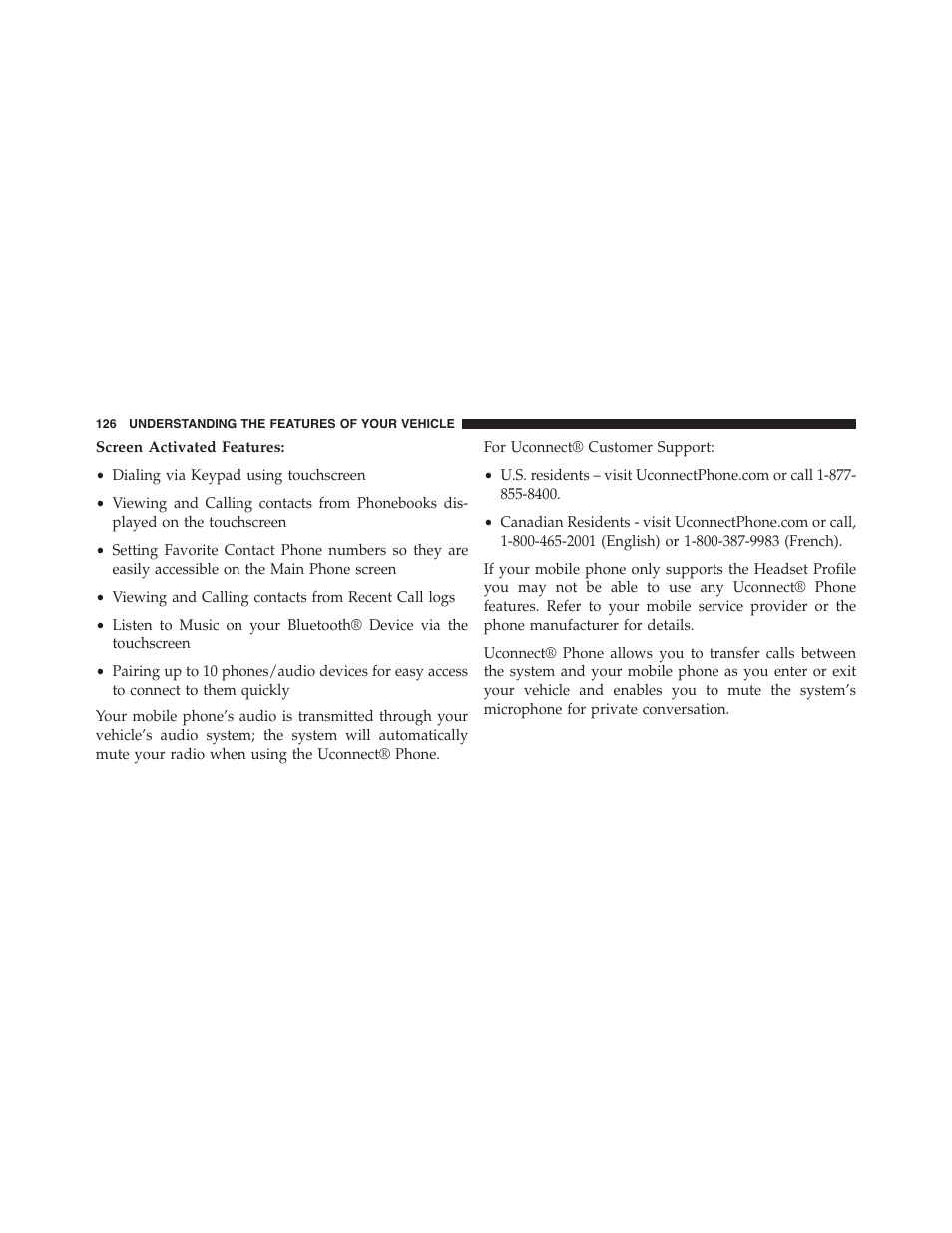 Screen activated features | Dodge 2015 Journey - Owner Manual User Manual | Page 128 / 657