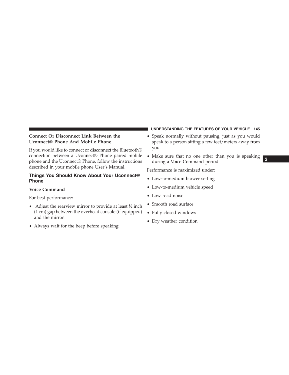 Things you should know about your uconnect® phone, Voice command, Things you should know about your | Uconnect® phone | Dodge 2015 Journey - Owner Manual User Manual | Page 147 / 657