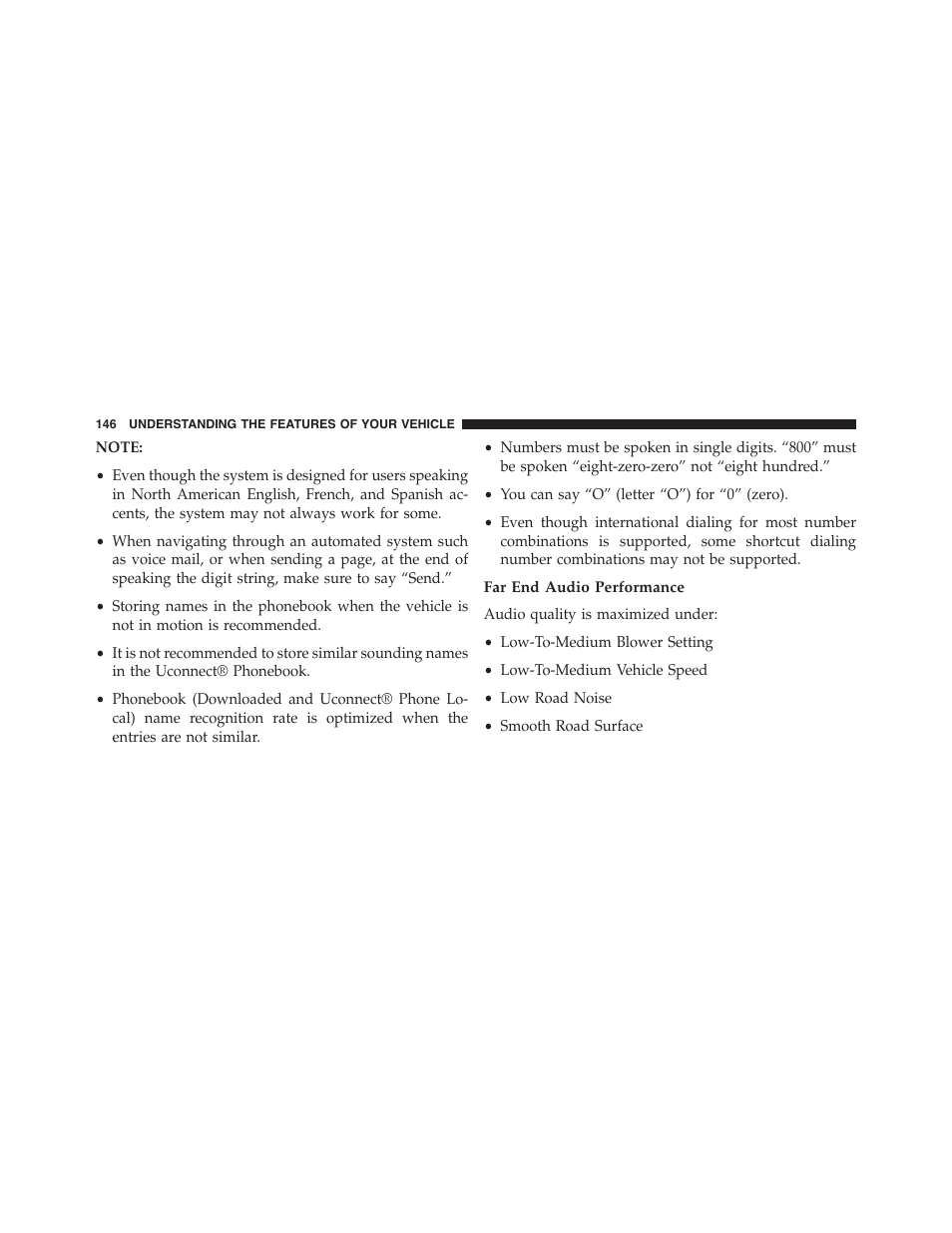 Far end audio performance | Dodge 2015 Journey - Owner Manual User Manual | Page 148 / 657