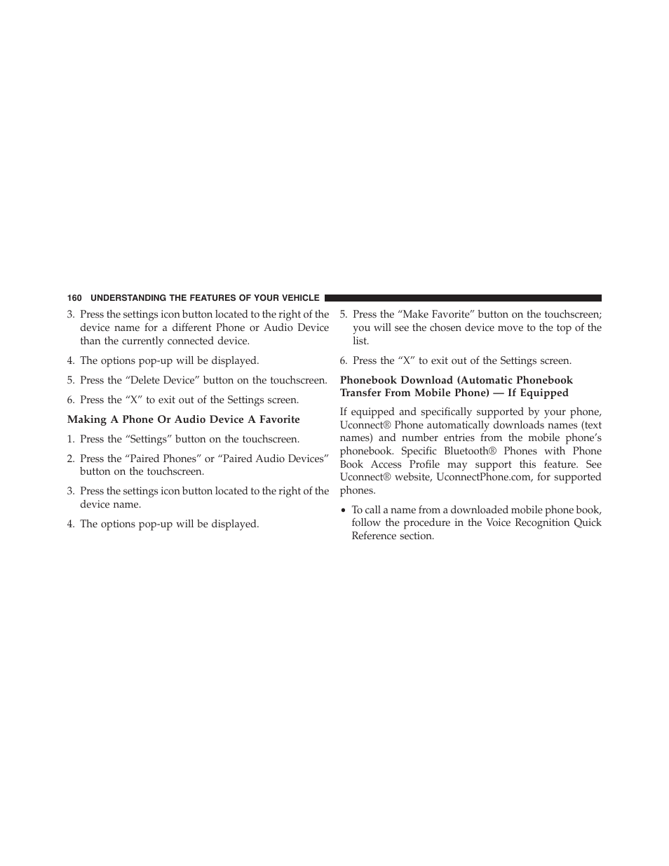 Making a phone or audio device a favorite | Dodge 2015 Journey - Owner Manual User Manual | Page 162 / 657