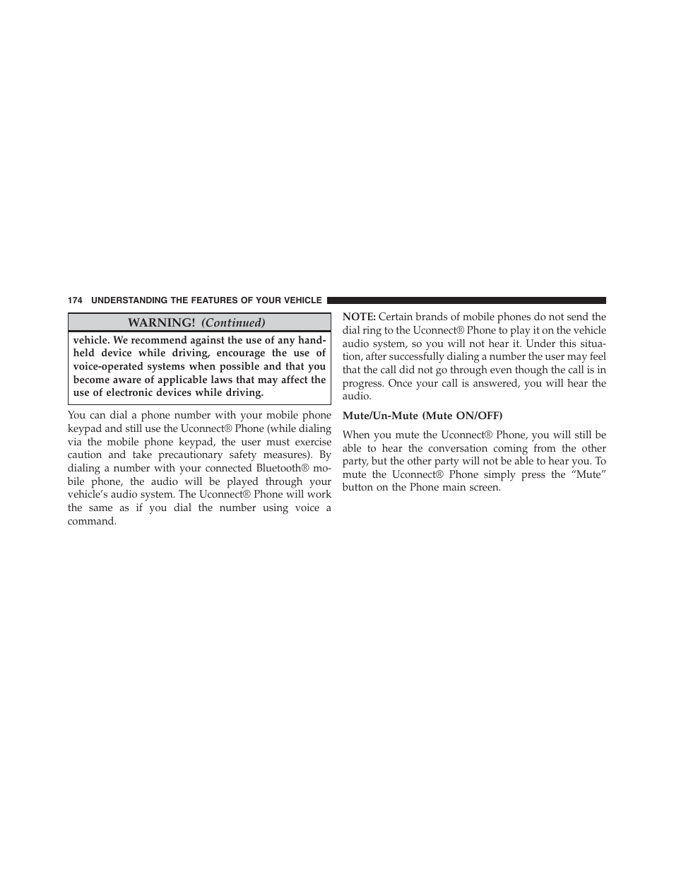 Mute/un-mute (mute on/off) | Dodge 2015 Journey - Owner Manual User Manual | Page 176 / 657