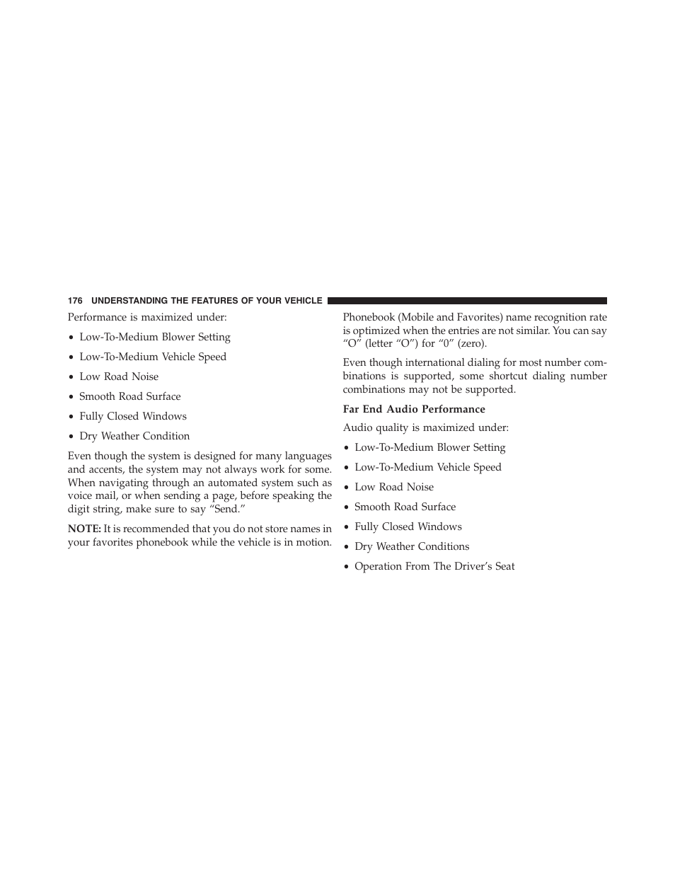 Far end audio performance | Dodge 2015 Journey - Owner Manual User Manual | Page 178 / 657