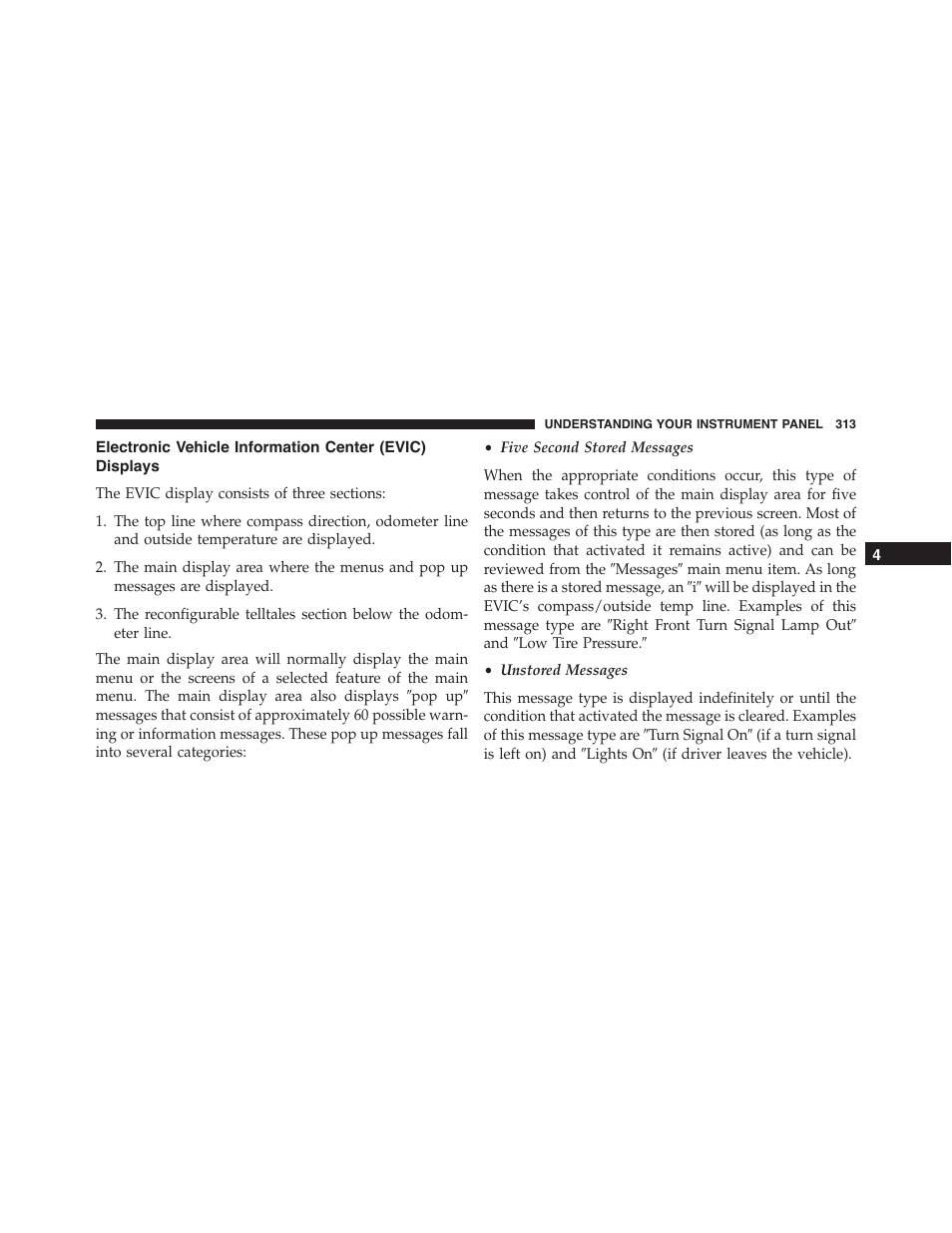 Electronic vehicle information center (evic), Displays | Dodge 2015 Journey - Owner Manual User Manual | Page 315 / 657