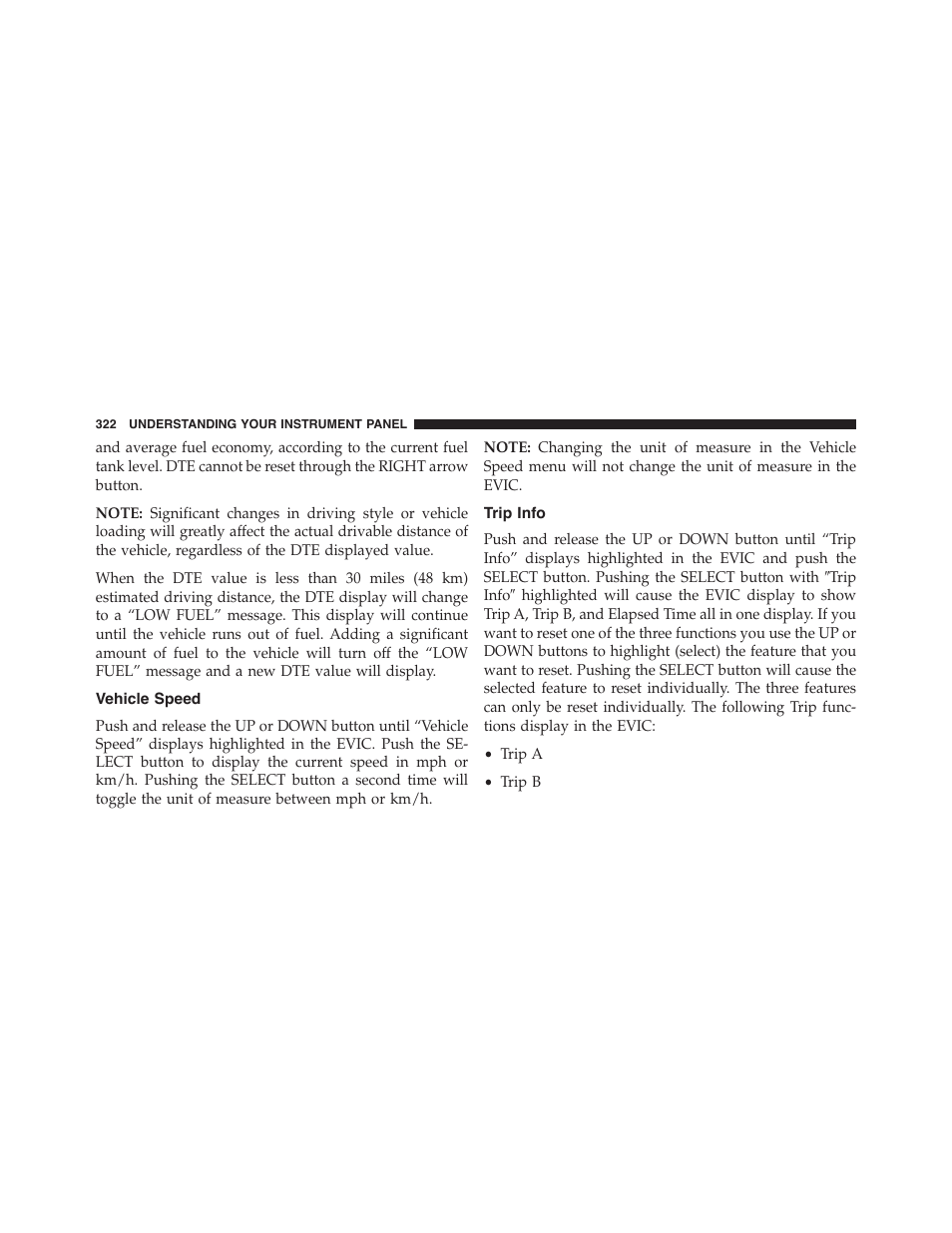 Vehicle speed, Trip info | Dodge 2015 Journey - Owner Manual User Manual | Page 324 / 657