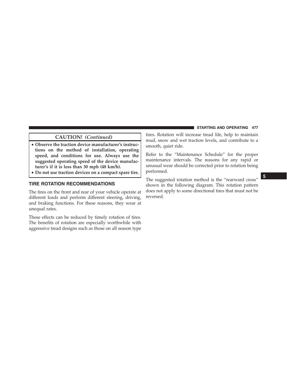 Tire rotation recommendations | Dodge 2015 Journey - Owner Manual User Manual | Page 479 / 657