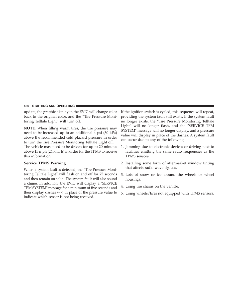 Service tpms warning | Dodge 2015 Journey - Owner Manual User Manual | Page 488 / 657