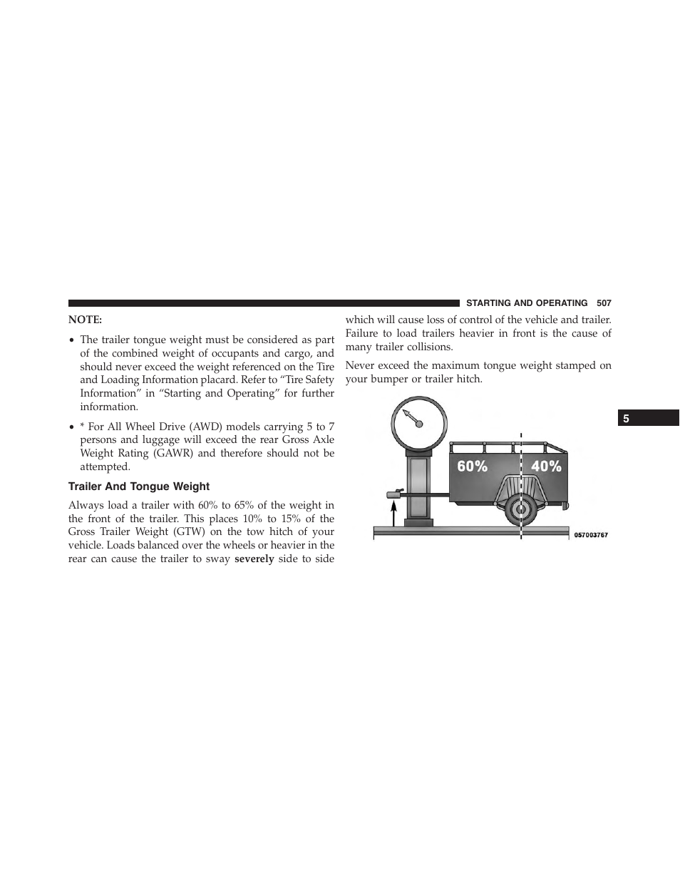 Trailer and tongue weight | Dodge 2015 Journey - Owner Manual User Manual | Page 509 / 657