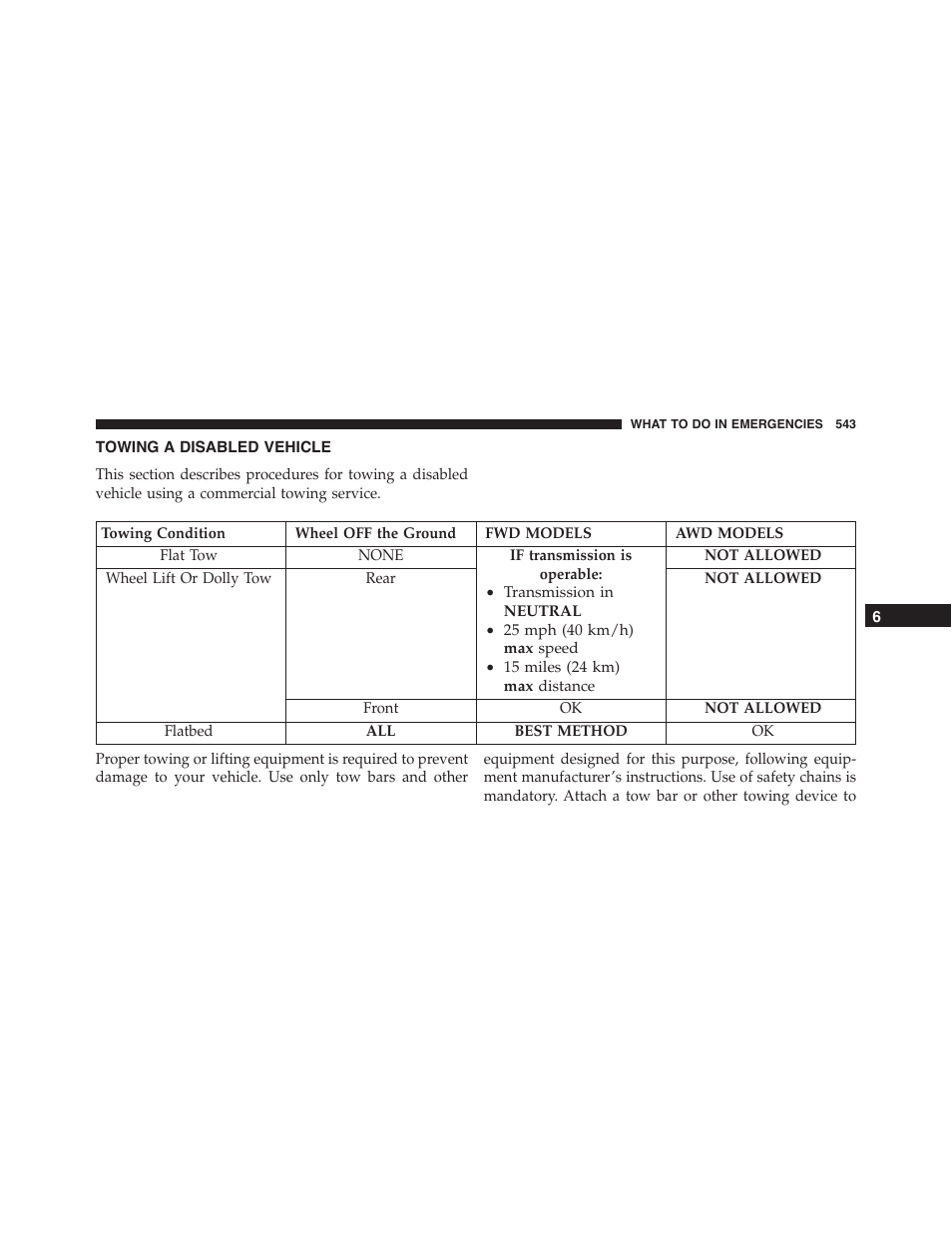 Towing a disabled vehicle | Dodge 2015 Journey - Owner Manual User Manual | Page 545 / 657