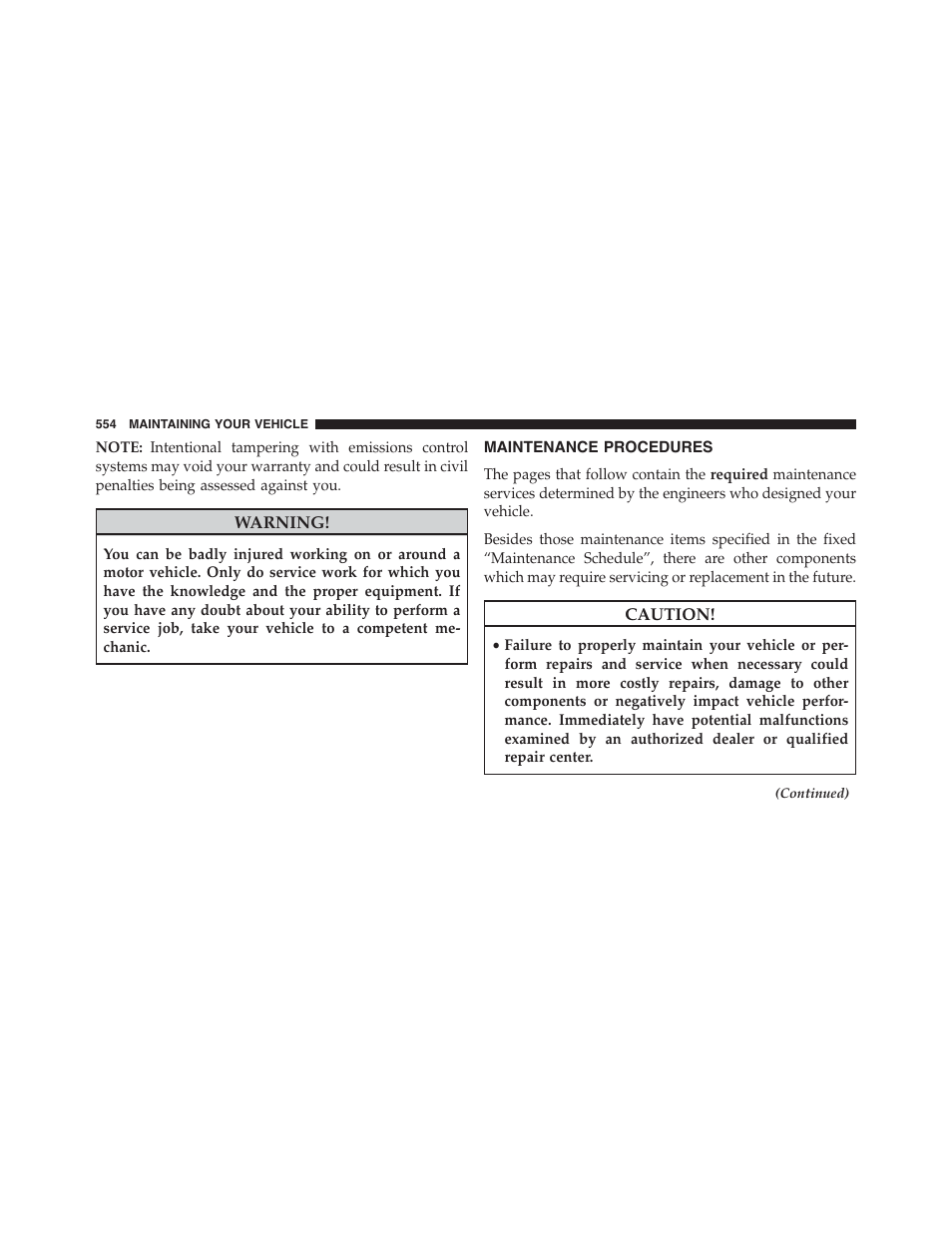 Maintenance procedures | Dodge 2015 Journey - Owner Manual User Manual | Page 556 / 657