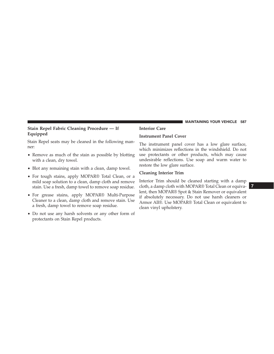 Interior care | Dodge 2015 Journey - Owner Manual User Manual | Page 589 / 657